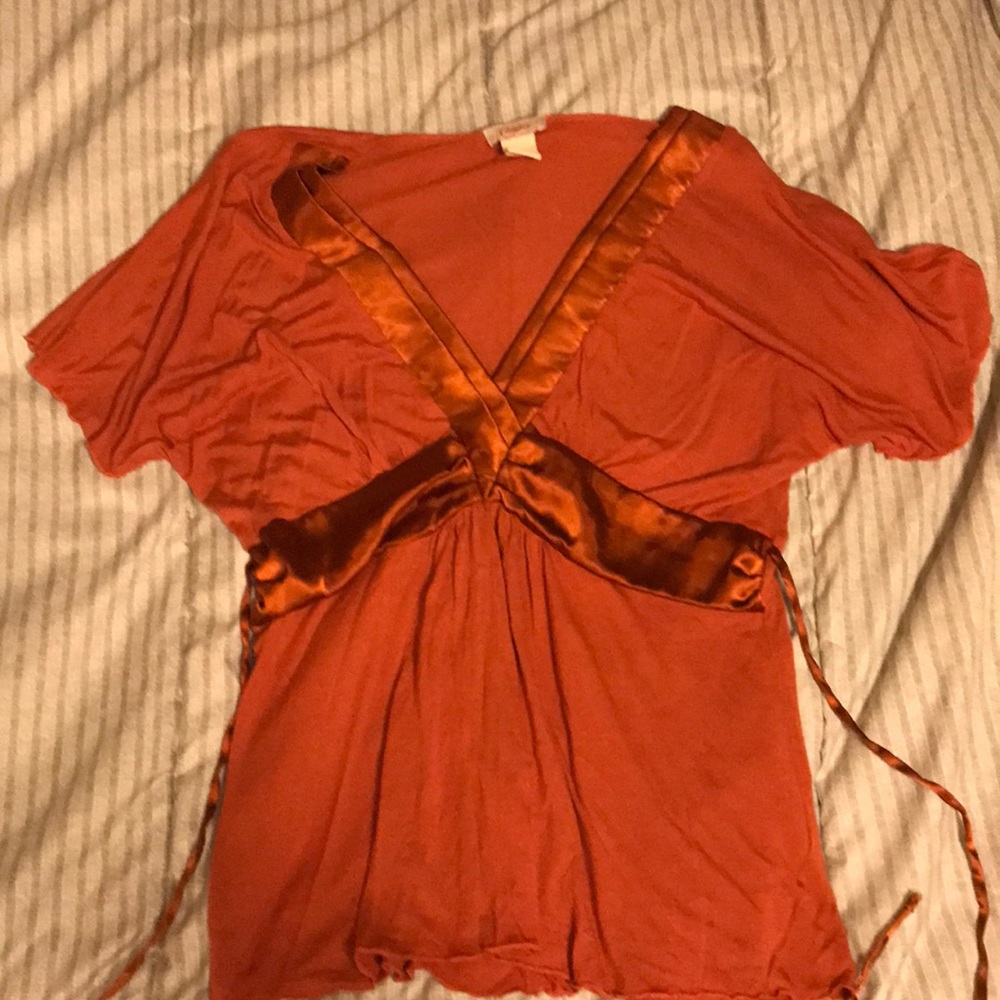 Burnt orange blousy top